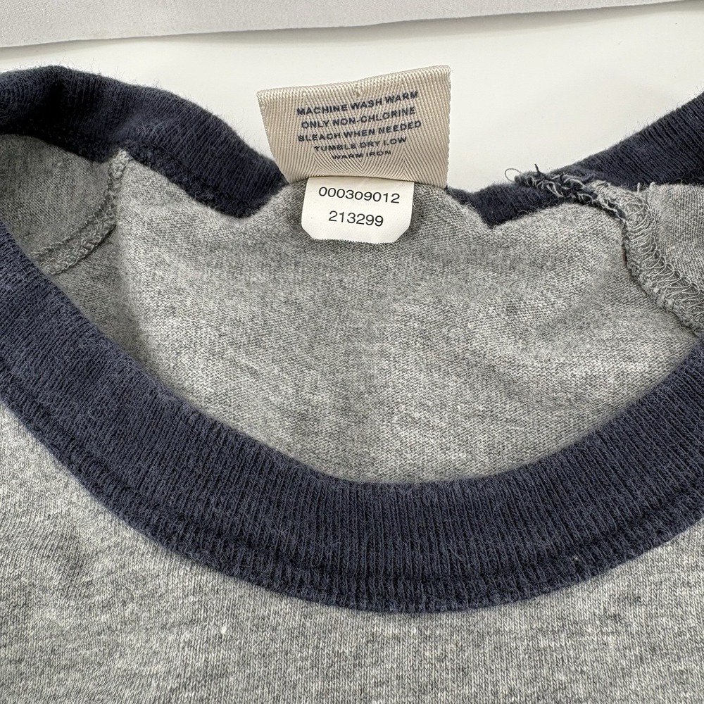 Vintage YKK Old Navy Stripe Sleeve Long Sleeve T-Shirt Size Medium Gray - Picture 4 of 9